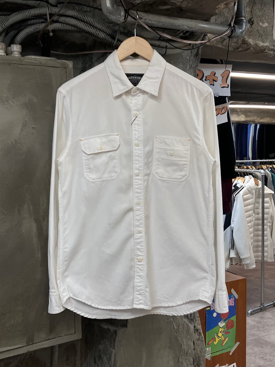 프리즘웍스 베이직 포켓 셔츠 화이트 L #csz3619 상품이미지1