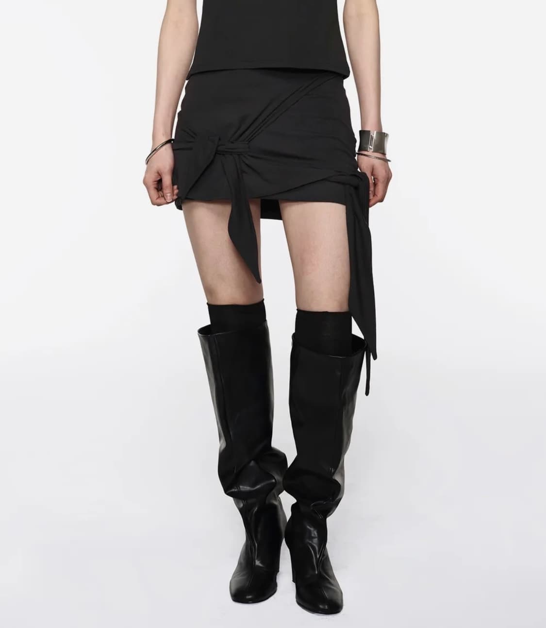 락케이크 Drape wrap mini skirt 블랙 상품이미지2