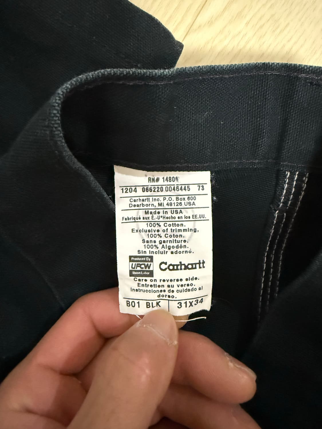 칼하트 b01 더블니 블랙 31 상품이미지3
