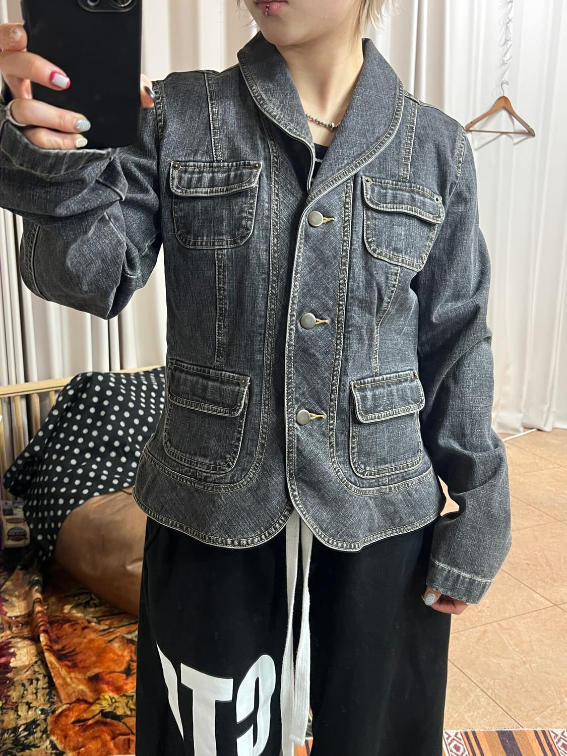 빈티지 여성 숄카라 데님 블레이저 자켓  상품이미지1