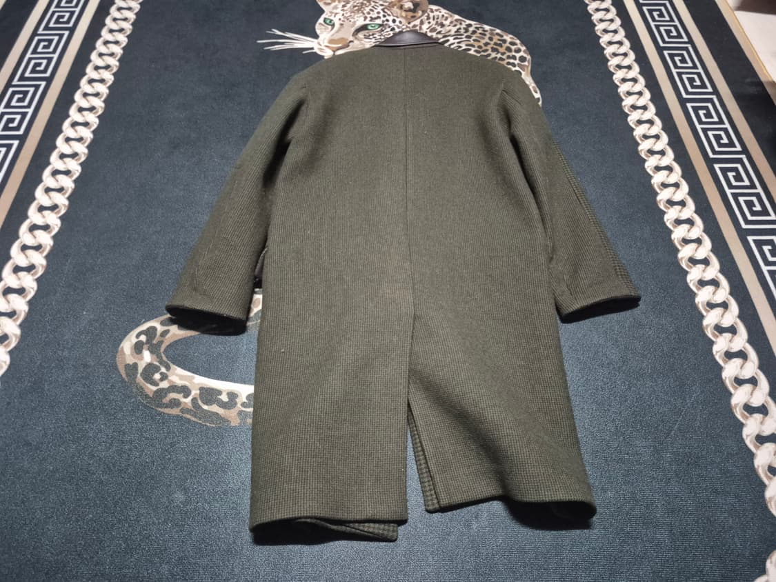 한섬 시스템 레더카라 하운드투스 체크 울 코트 상품이미지3