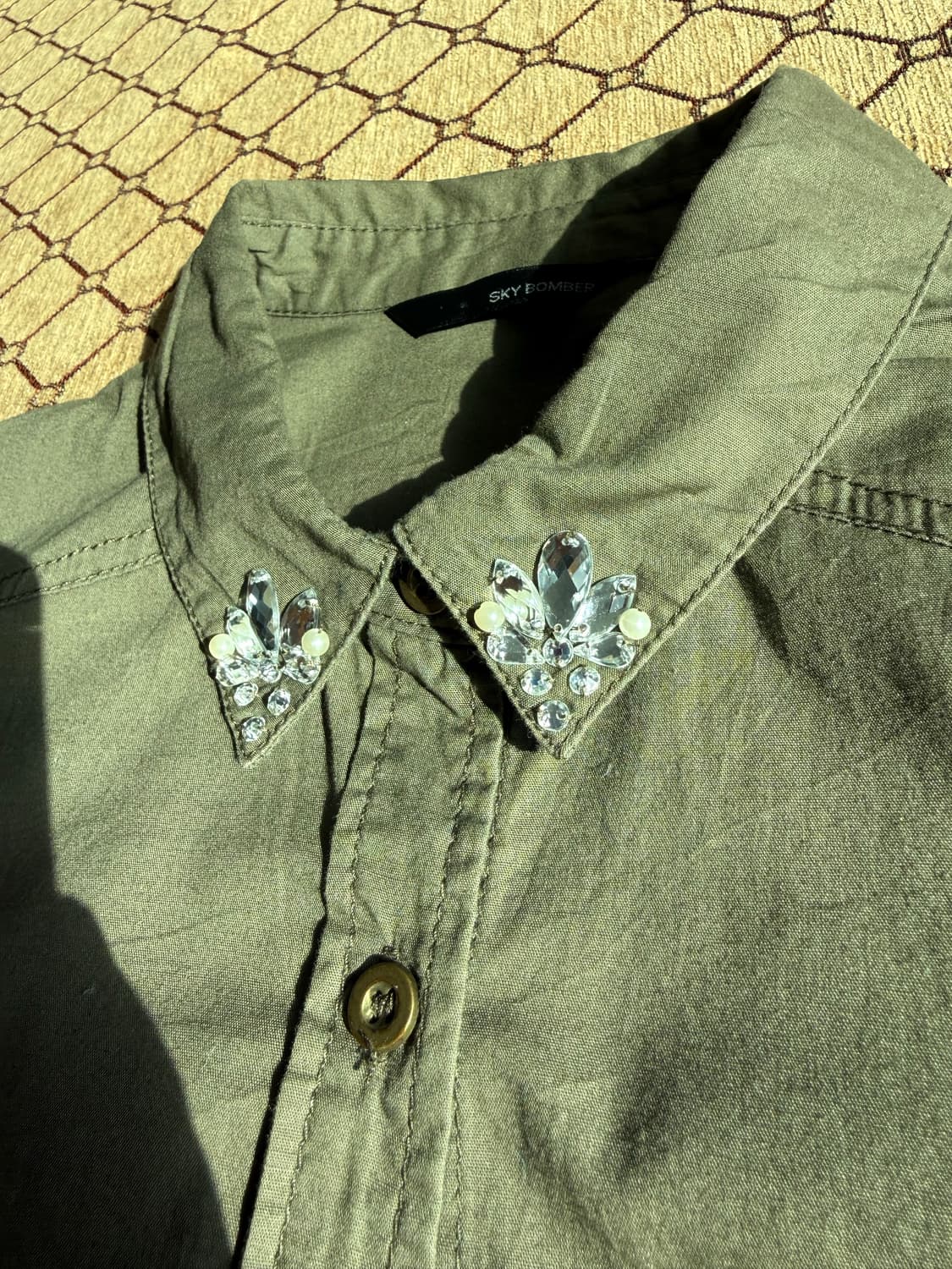 카키 카라 디테일 셔츠 상품이미지3