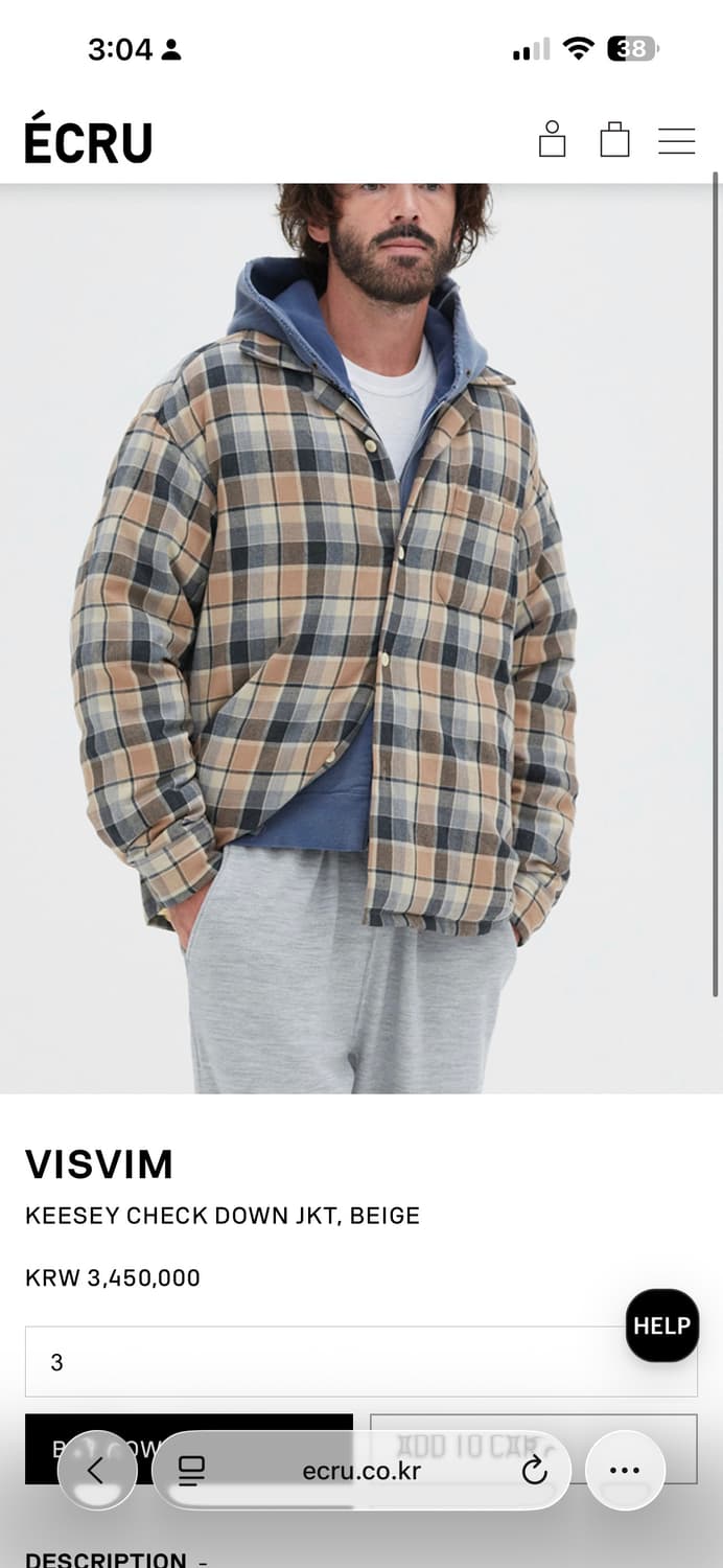 (2) 비즈빔 keesey check 다운 자켓 25ss 상품이미지6