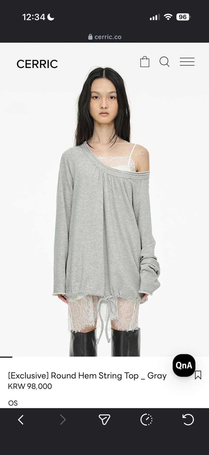 Cerric Round Hem String Top gray 상품이미지1