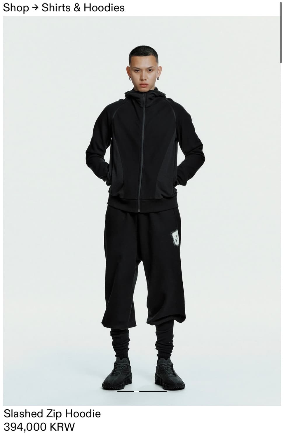 혜인서 Slashed Zip Hoodie 블랙 4 상품이미지1