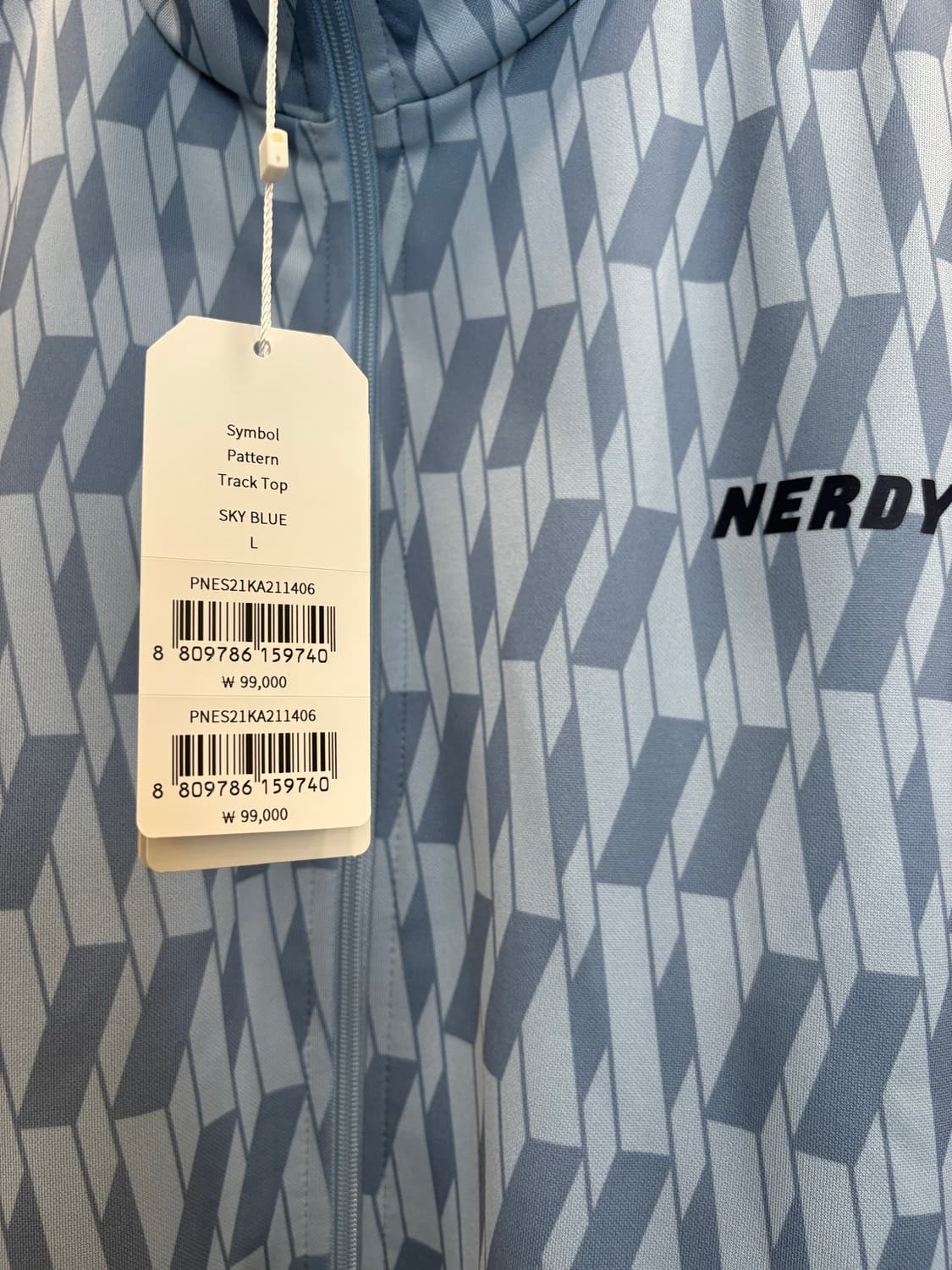 새상품> 널디(NERDY) 심볼 패턴 트랙 탑 저지 스카이블루 상품이미지2