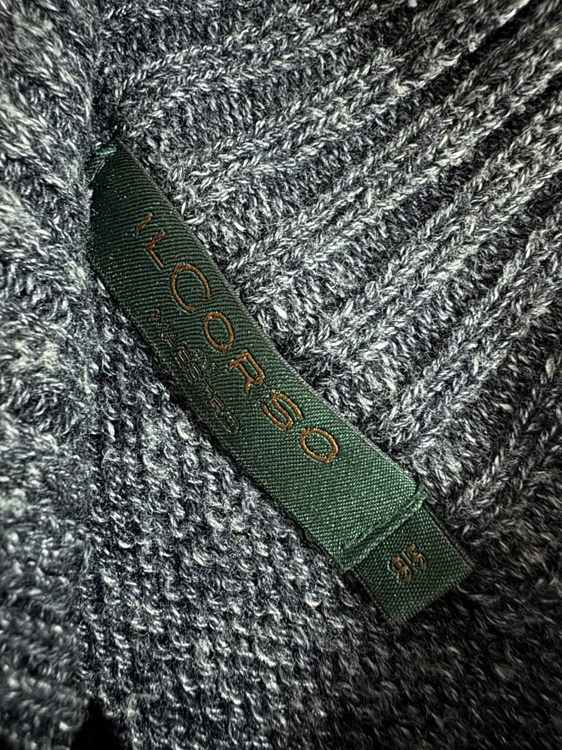 일꼬르소 나일론 혼방 아가일 하프집업 울 니트 M 그레이 상품이미지3