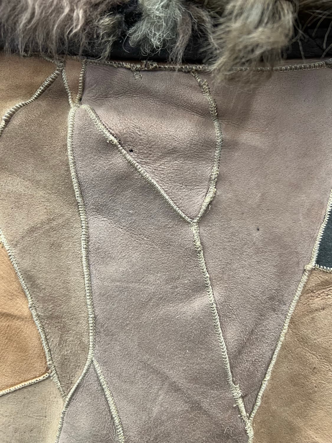 Vintage Patchwork Shearling Coat 상품이미지4