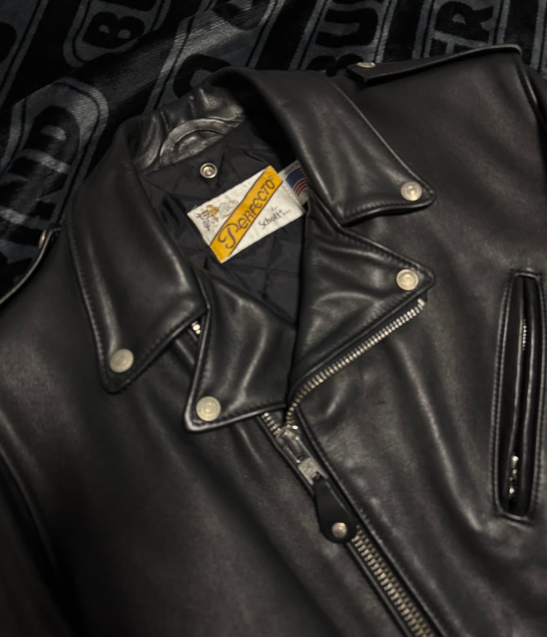 쇼트 클래식 퍼펙토 레더 모터사이클 자켓 118 블랙 상품이미지4