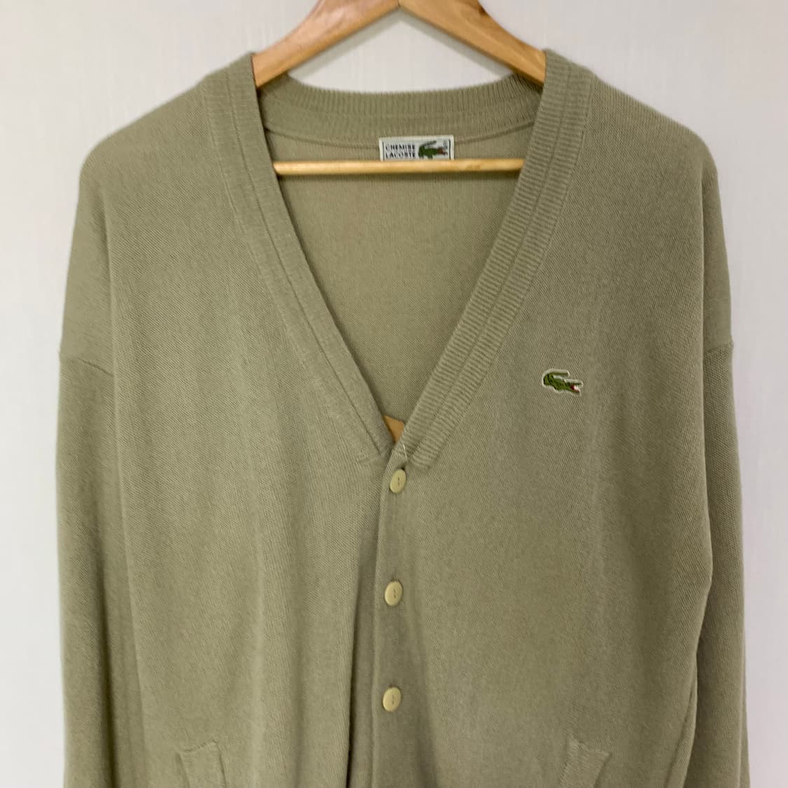 라코스테 루즈핏 브이넥 버튼 가디건 카키 베이지 남성 M 상품이미지4