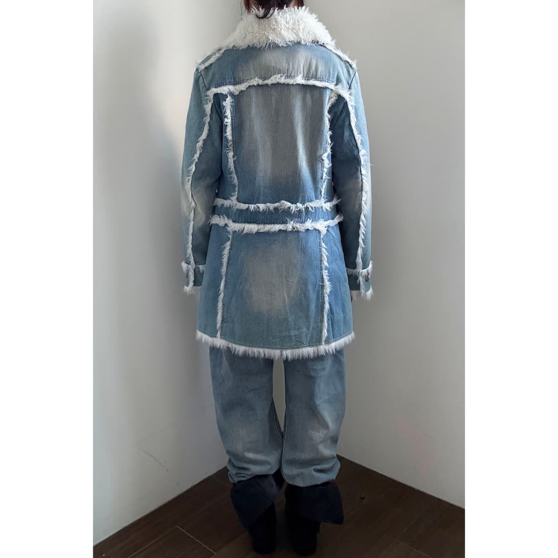 Denim Fur Trimming Coat 상품이미지3