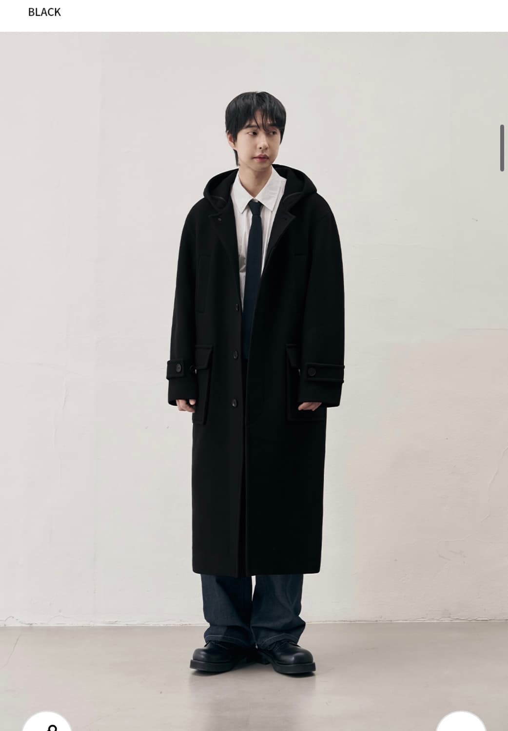 (새상품)(L) 드로우핏 오버사이즈 울 후드 코트 [BLACK] 판매 상품이미지9