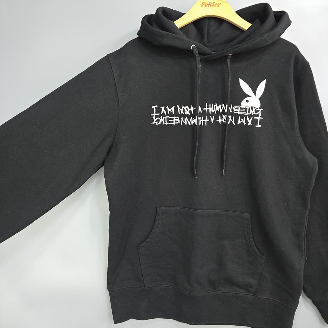 아임낫어휴먼 그래픽 후드티 블랙 L 상품이미지3