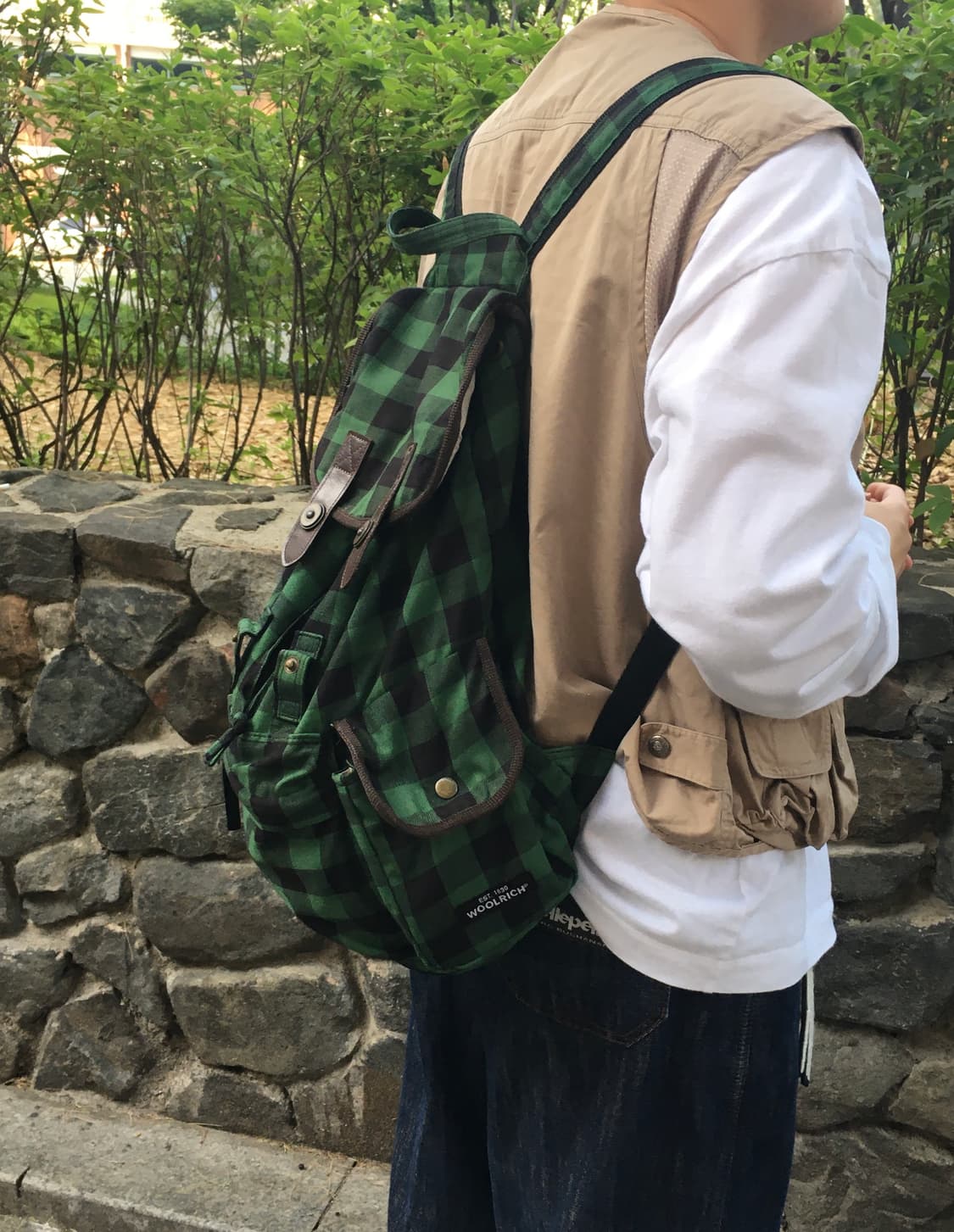 울리치 빈티지 그린 버팔로 체크 백팩 상품이미지1
