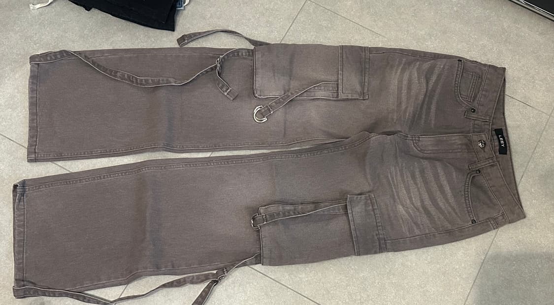 1)엘이이와이 와이이이엘 워싱 스트랩 로라이즈 데님 팬츠 더스트 핑크 상품이미지5