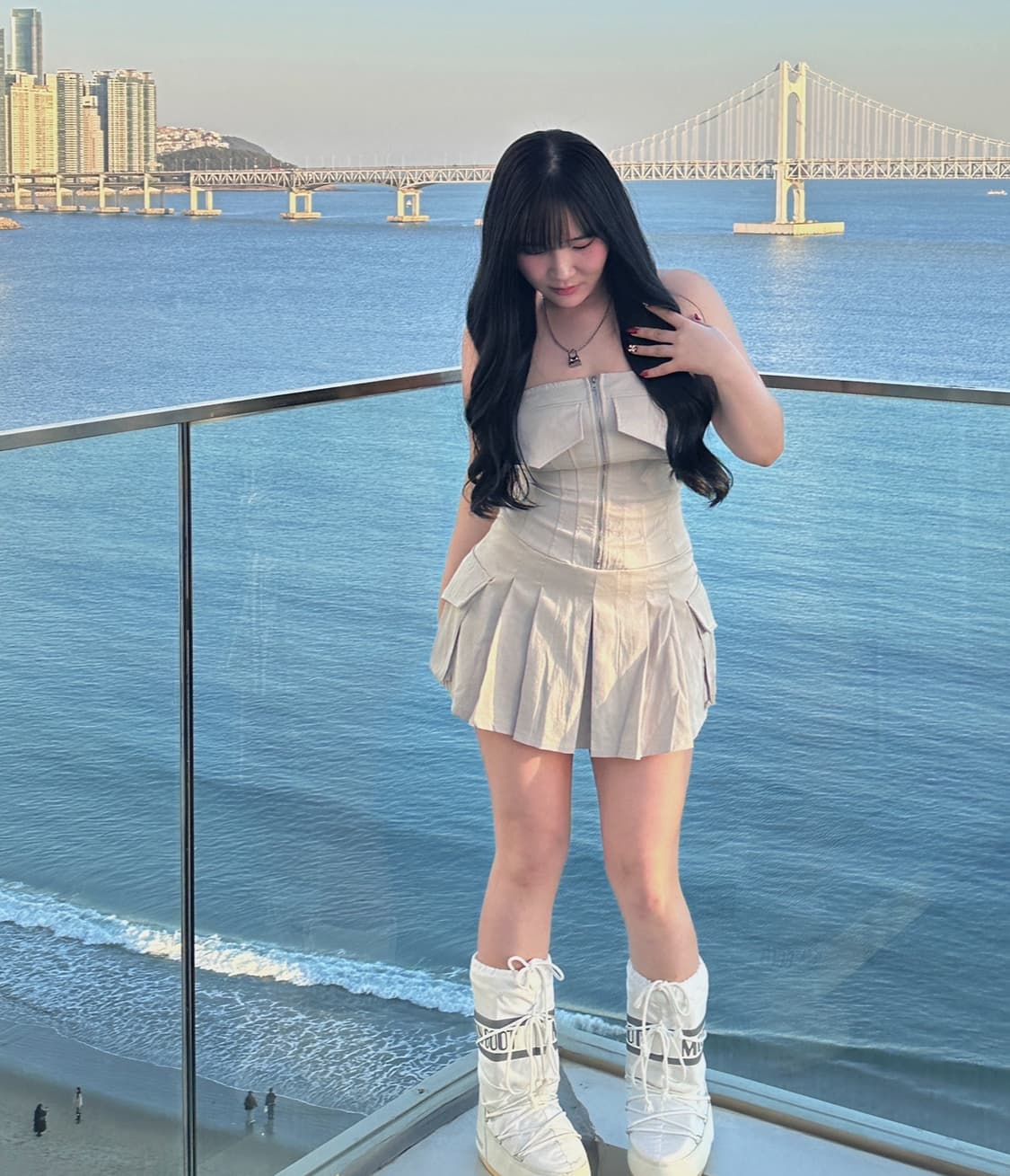 연그레이 카고 원피스 상품이미지1
