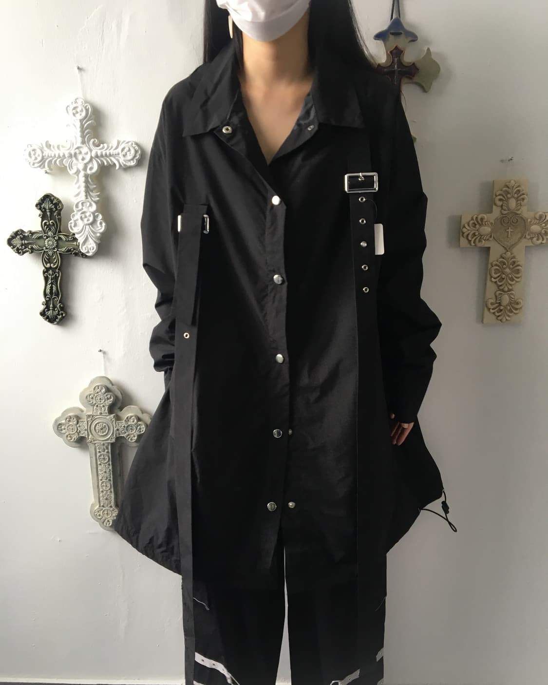 Back printing point belted jacket 상품이미지1