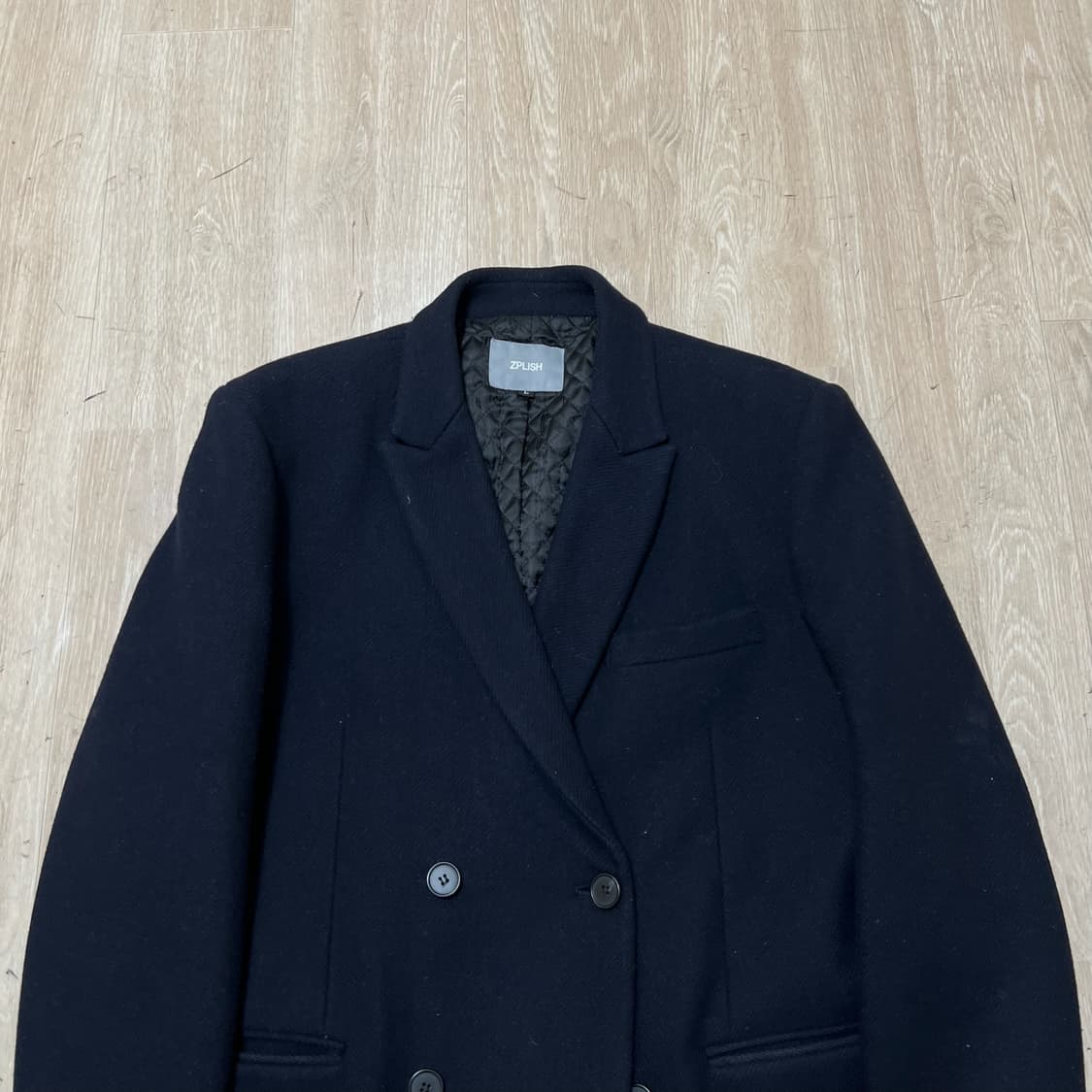 지플리시 컬렉션 남성 누빔 울 더플 코트 L/100  상품이미지2