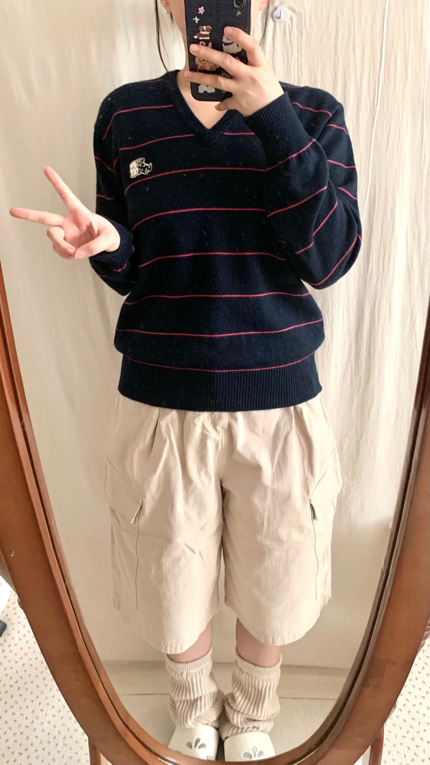 네이비핑크 스트라이프 여리 울 니트 상품이미지6