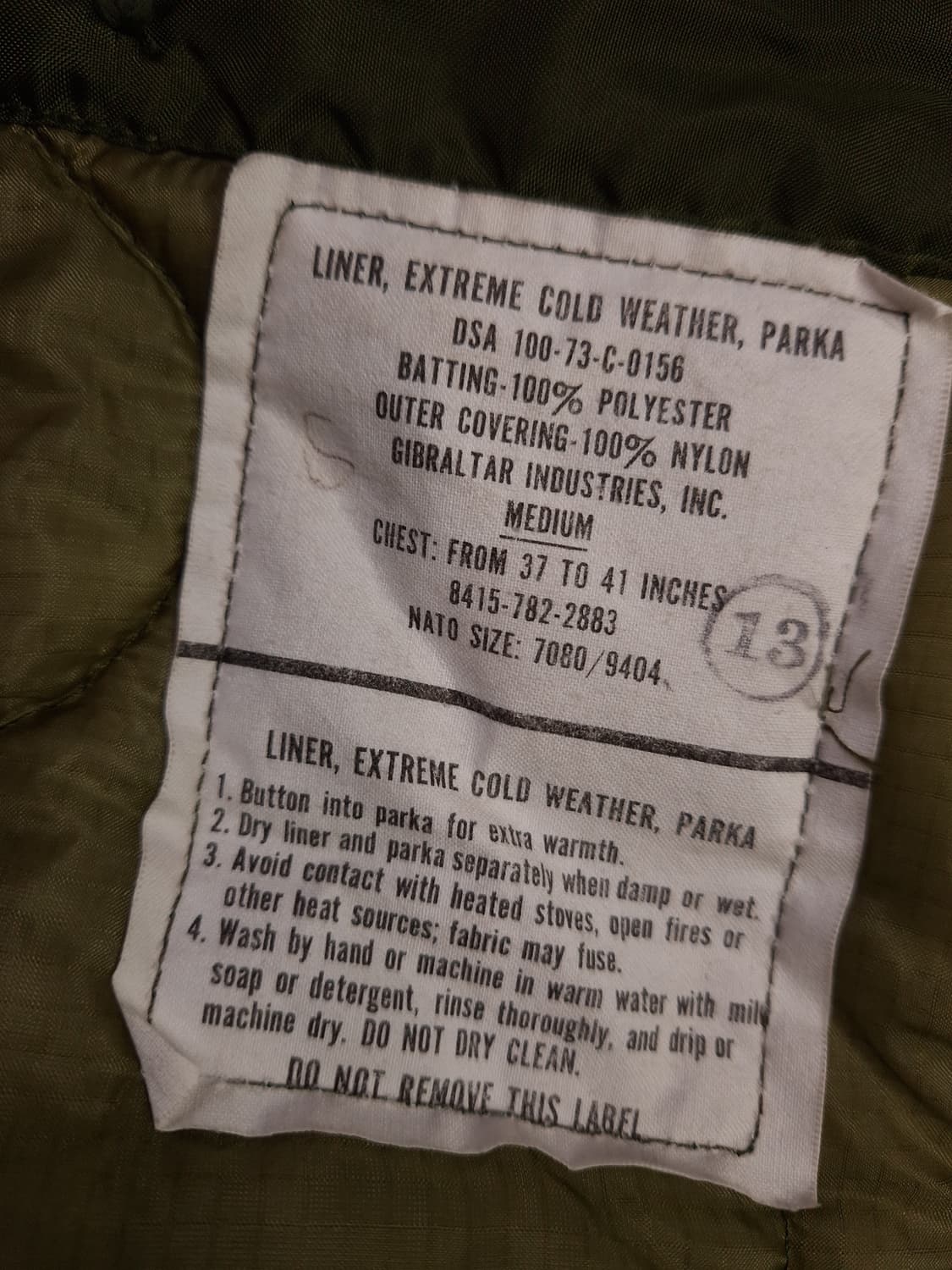 오리지날 미군 M-65 피쉬테일 개파카 미듐사이즈 상품이미지4