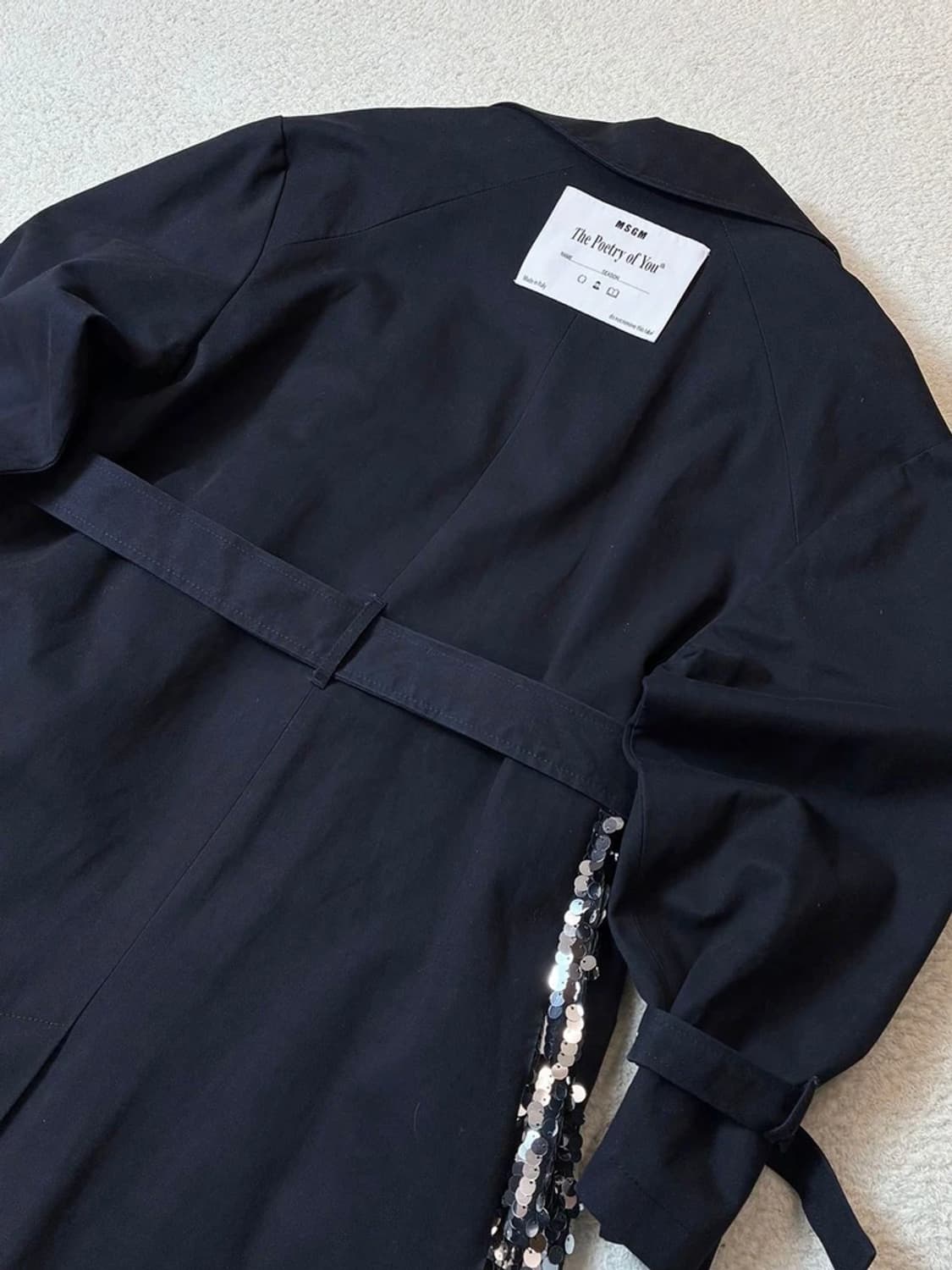 MSGM 스팽글 오버핏 배색 트렌치 코트 PN6817 상품이미지6