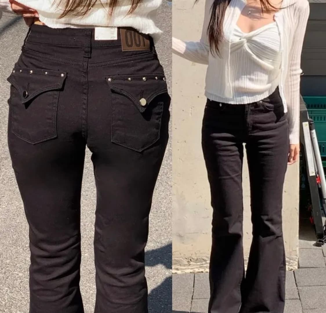 OOTJ/OOT 블랙 스터드 부츠컷 팬츠 M 새제품 상품이미지1