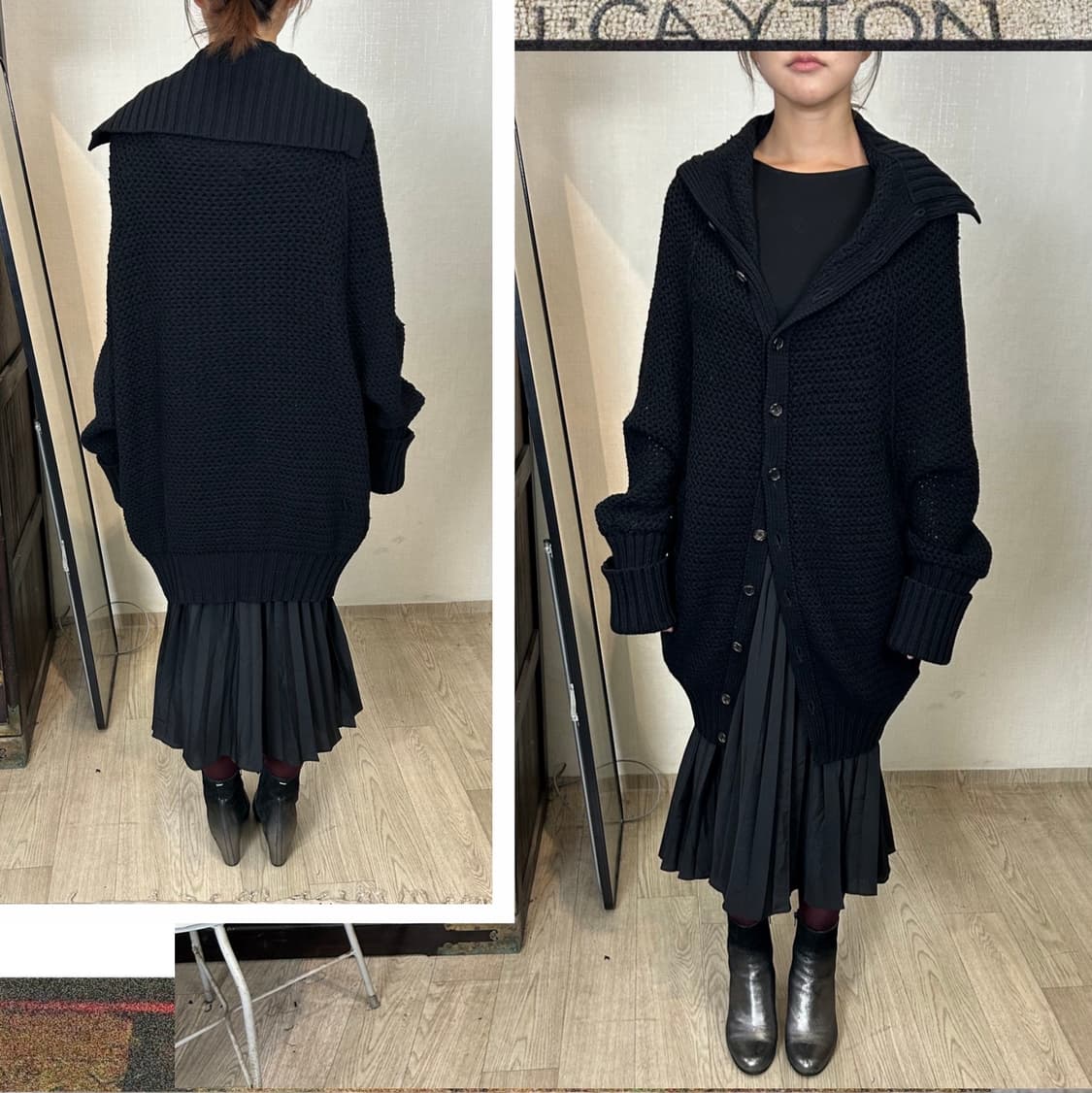 요지 야마모토 noir 하이넥 니트 가디건 상품이미지1