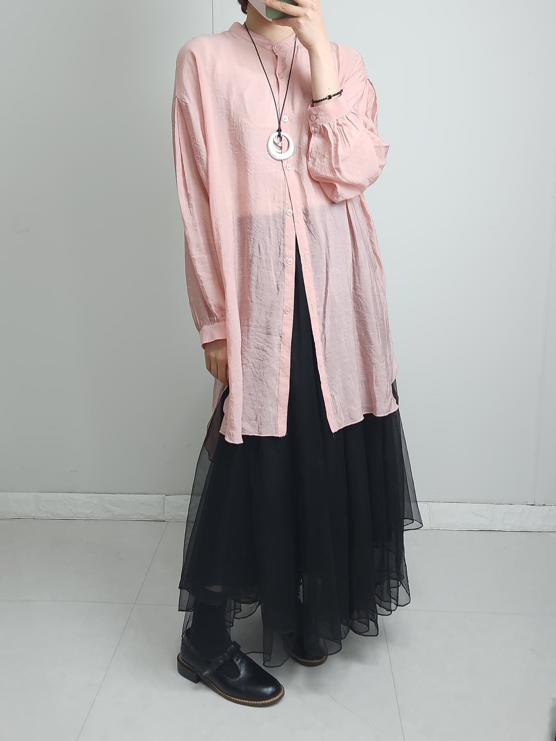 버클 샤 롱 스커트 상품이미지3