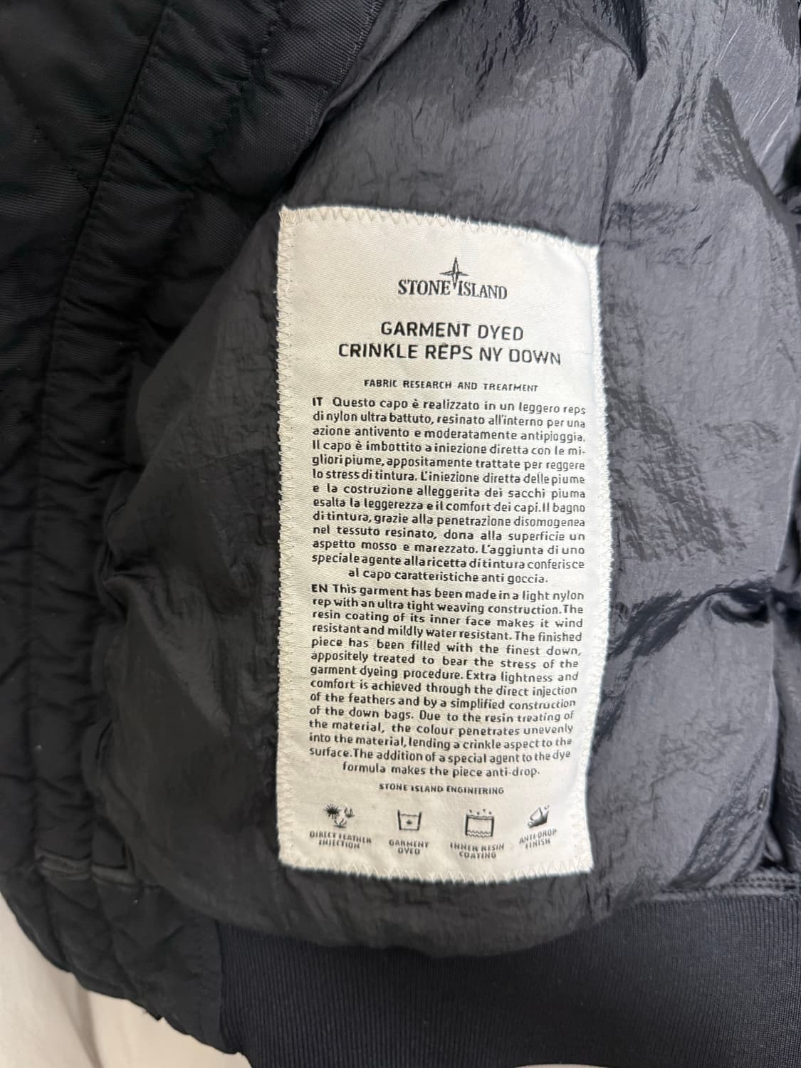 S(95) 스톤아일랜드 가먼트다이 크링클랩스 다크네이비 상품이미지4