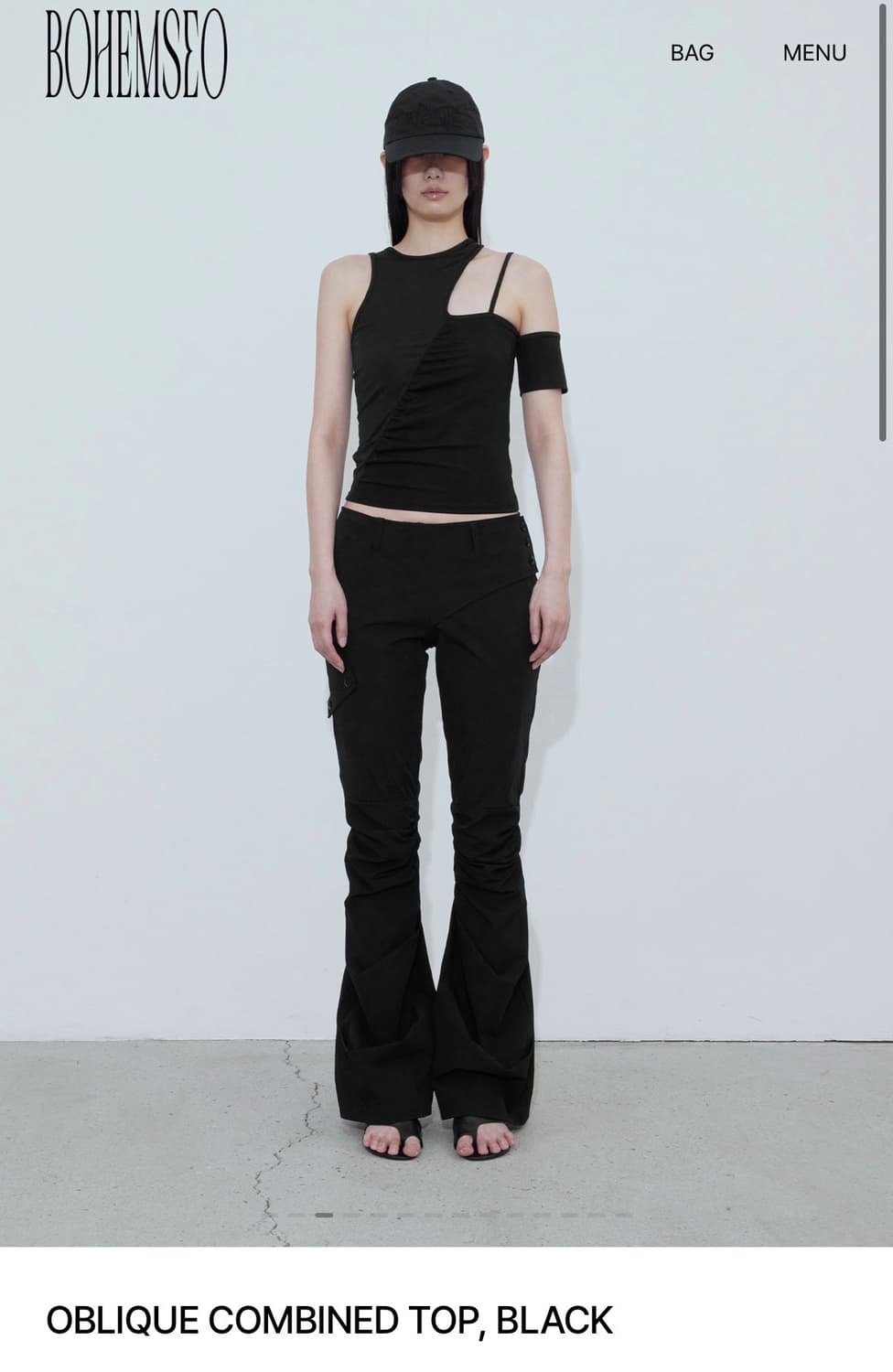 보헤미안서울) OBLIQUE COMBINED TOP BK F 상품이미지1