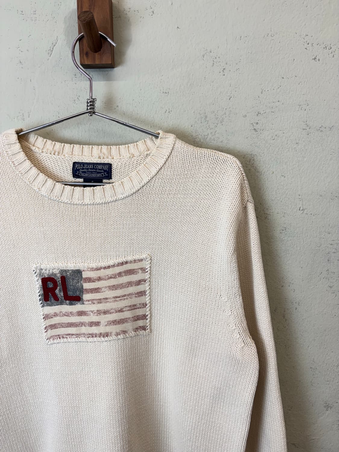 폴로랄프로렌 폴로진스 빈티지 성조기 코튼 니트 아이보리 상품이미지2
