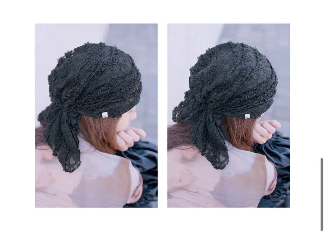 포에지담 로즈 레이스 반다나 터번 블랙 상품이미지2