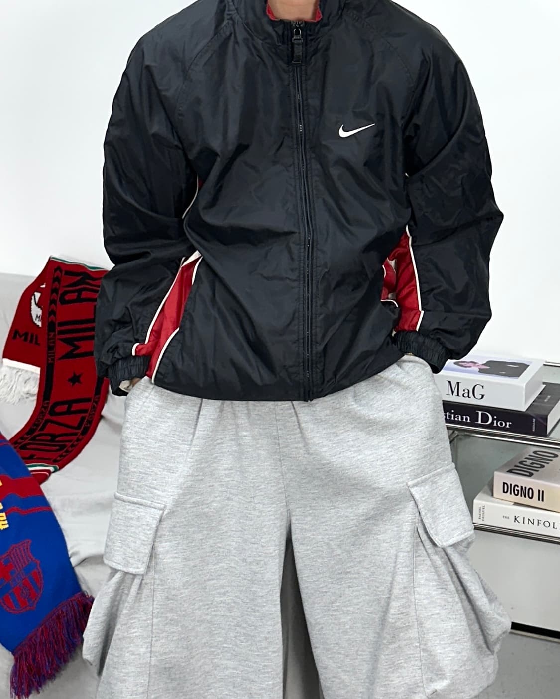 나이키 올드스쿨 블랙 레드 바람막이 L 상품이미지1