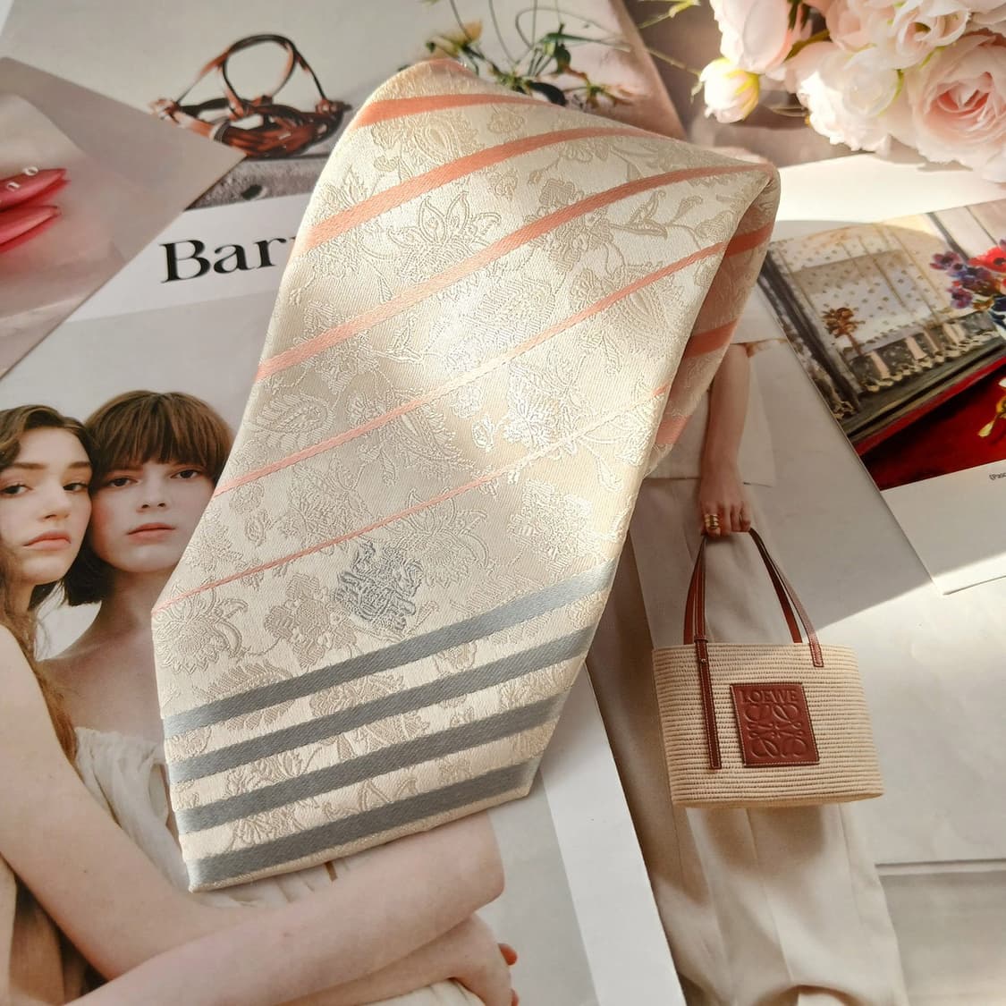 AQUASCUTUM 아쿠아스큐텀 실크 자카드 스트라이프 넥타이 9.1cm 상품이미지3