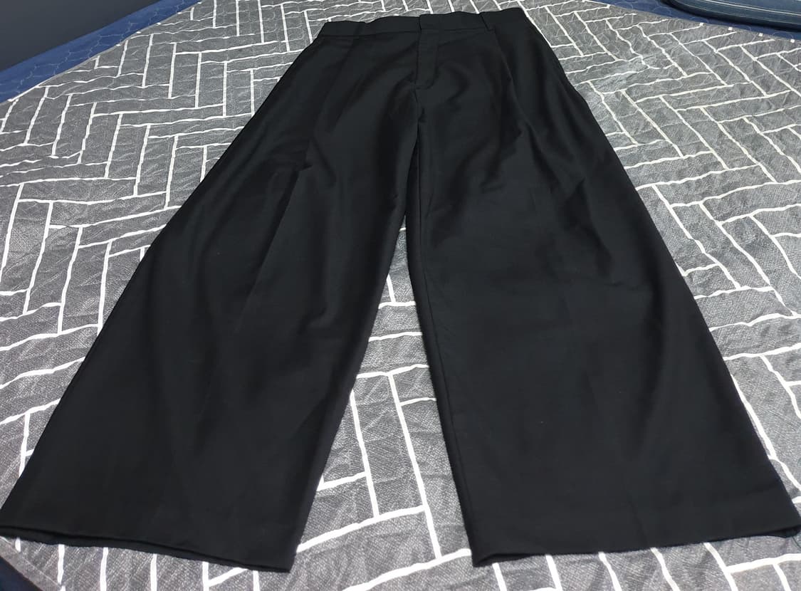 시그니처 핀턱 와이드 슬랙스 팬츠 블랙 (33) 상품이미지1