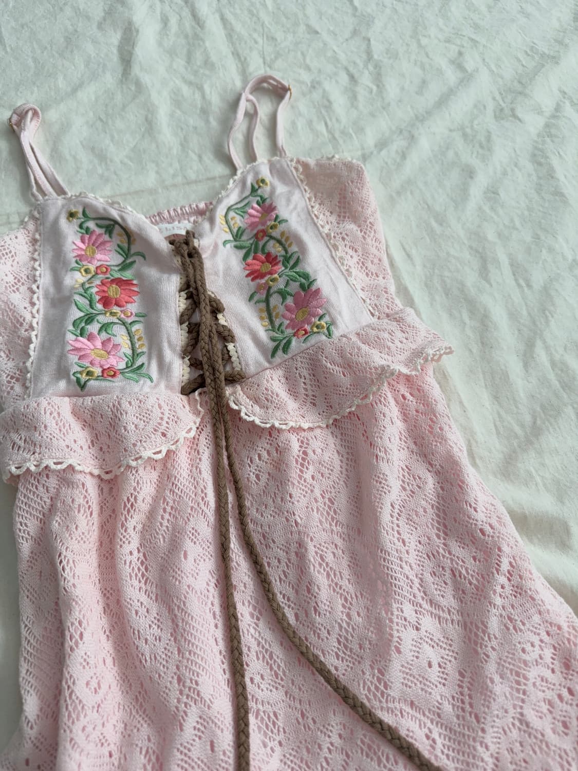 리즈리사 러블리 베이비핑크 크로쉐 미니 원피스  상품이미지4