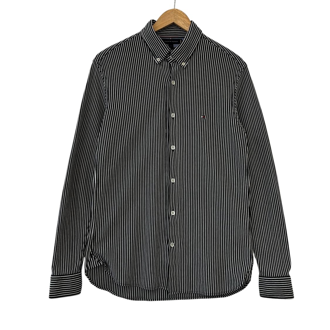 타미힐피거 니티드 스트라이프 셔츠 블랙 상품이미지1