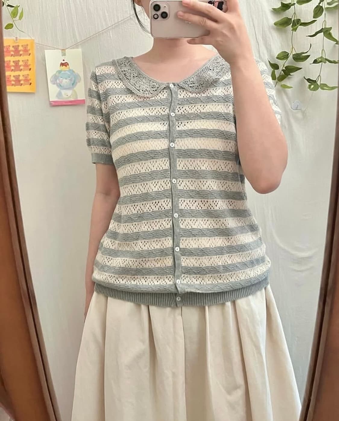 모리 레이스 반팔 니트  상품이미지1