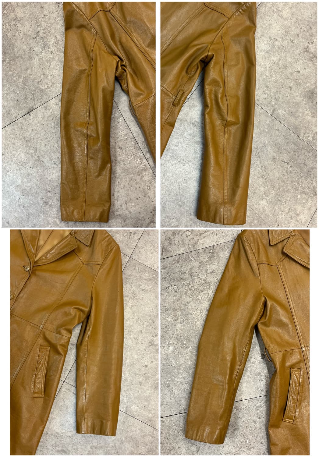 빈티지 소가죽 레더 롱 사죽 자켓 카멜 #csz2851 상품이미지7
