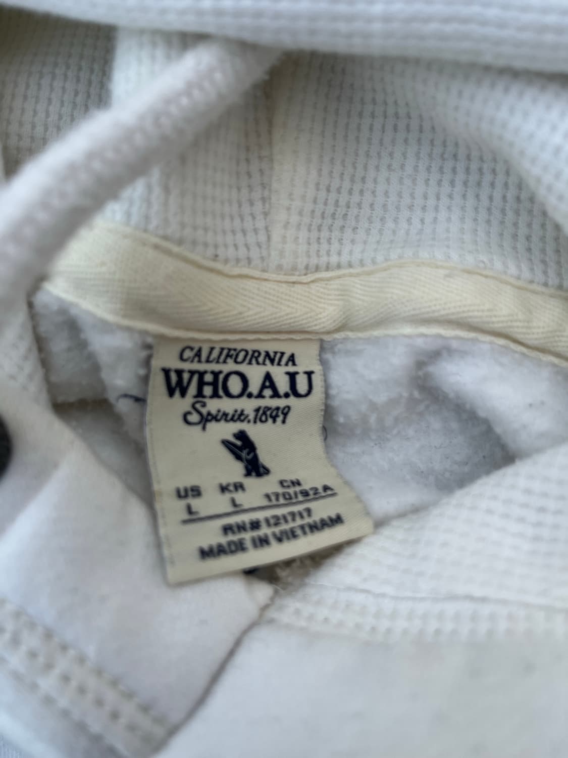 후아유 1849캘리포니아 y2k 화이트 후드티(l) 상품이미지3