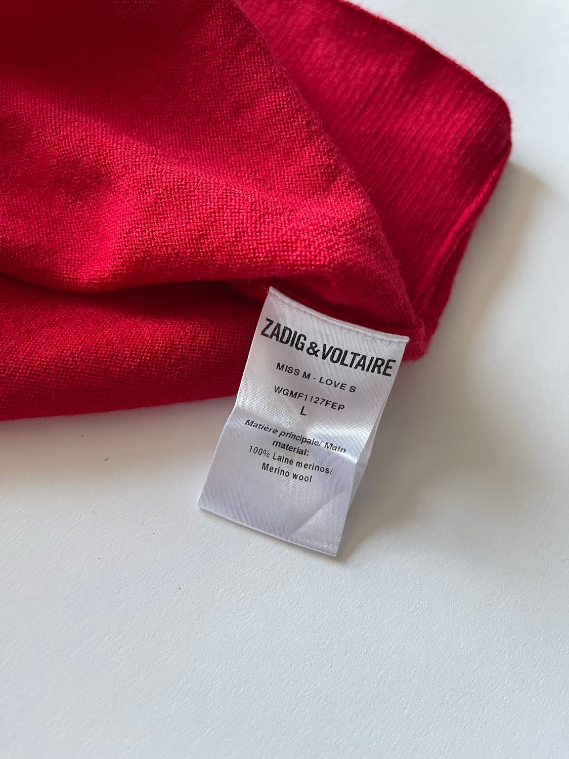 쟈딕앤볼테르 LOVE 장식 레드 메리노 울100 니트 상품이미지4