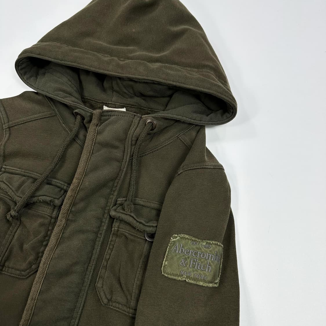 아베크롬비 og y2k 헤비코튼 후드집업 카키 여성M 상품이미지3