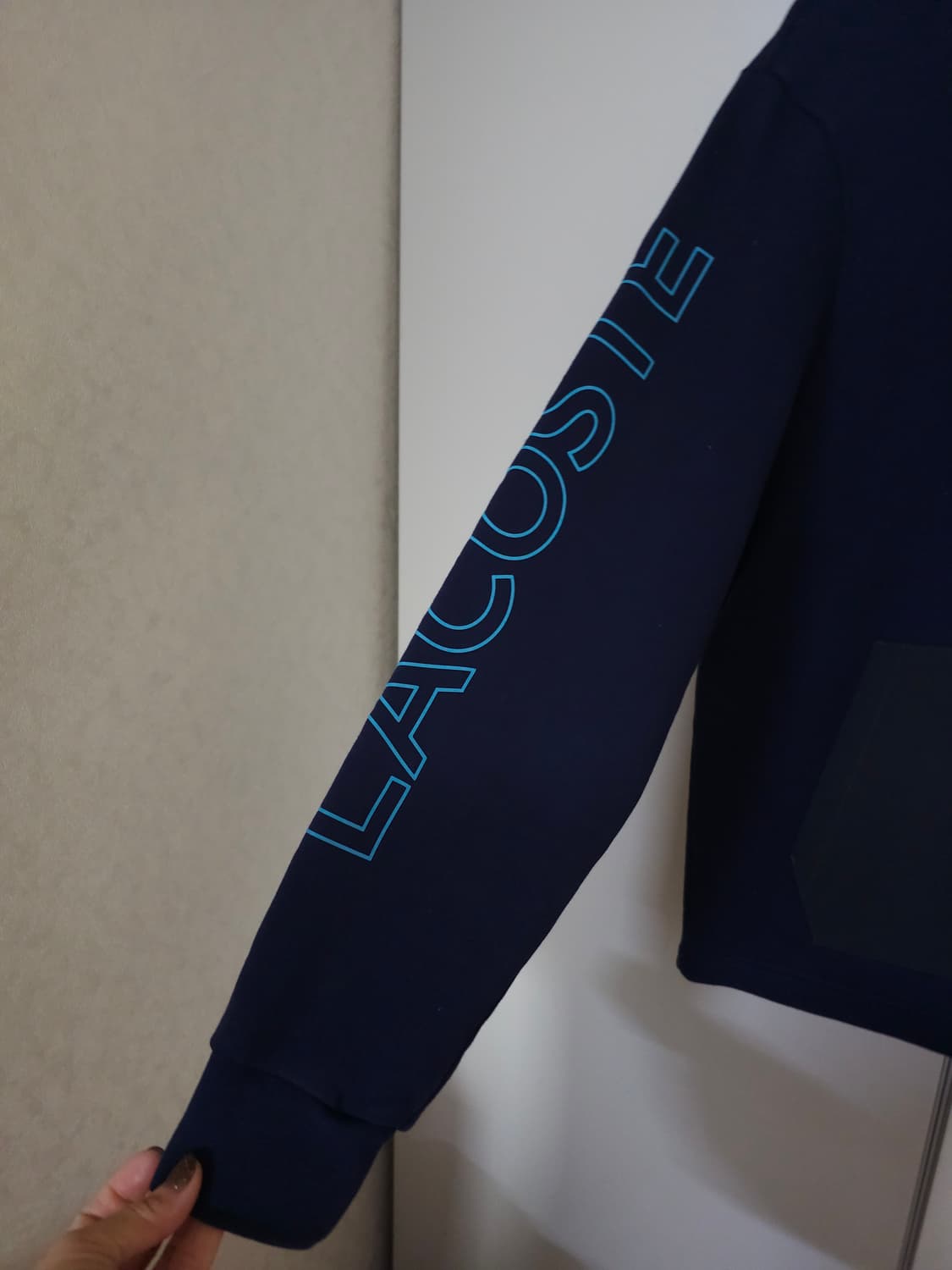 라코스테 네이비 하프집업 후드티 상품이미지3