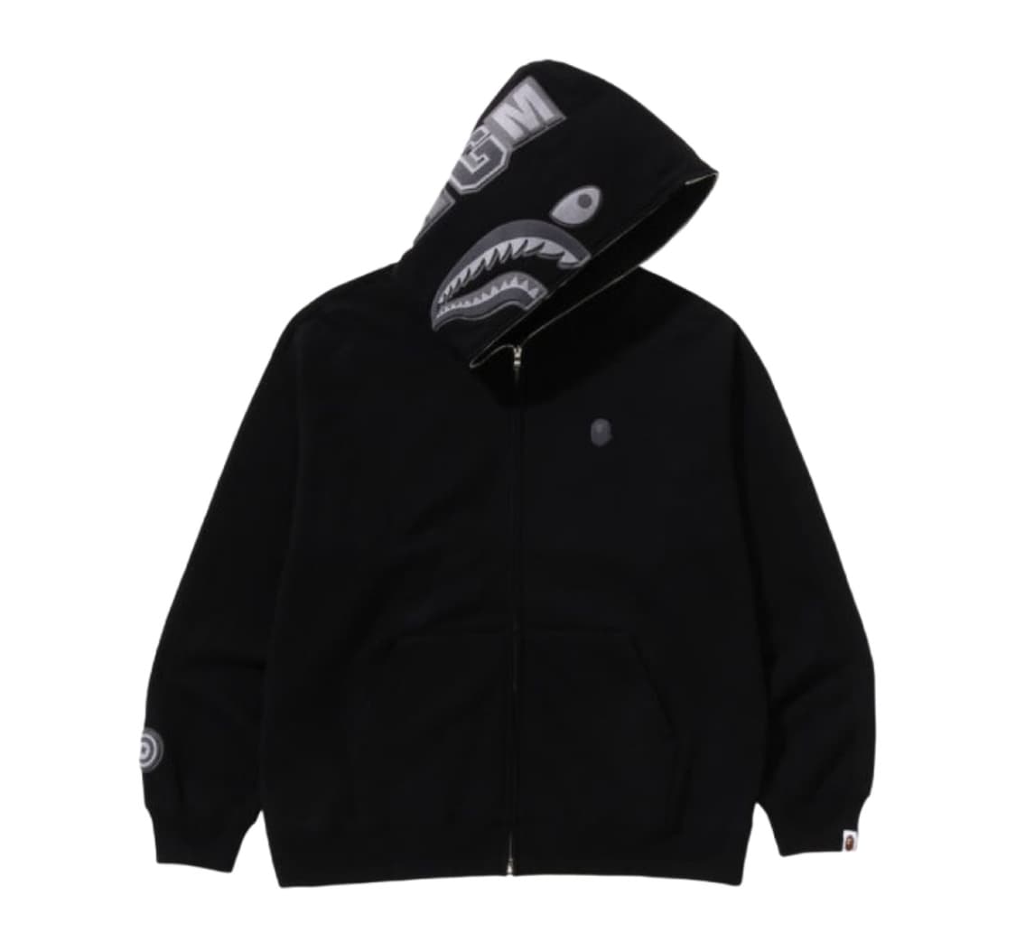 베이프 에이프 헤드 원 포인트 샤크 집업 후드 블랙 L 상품이미지1