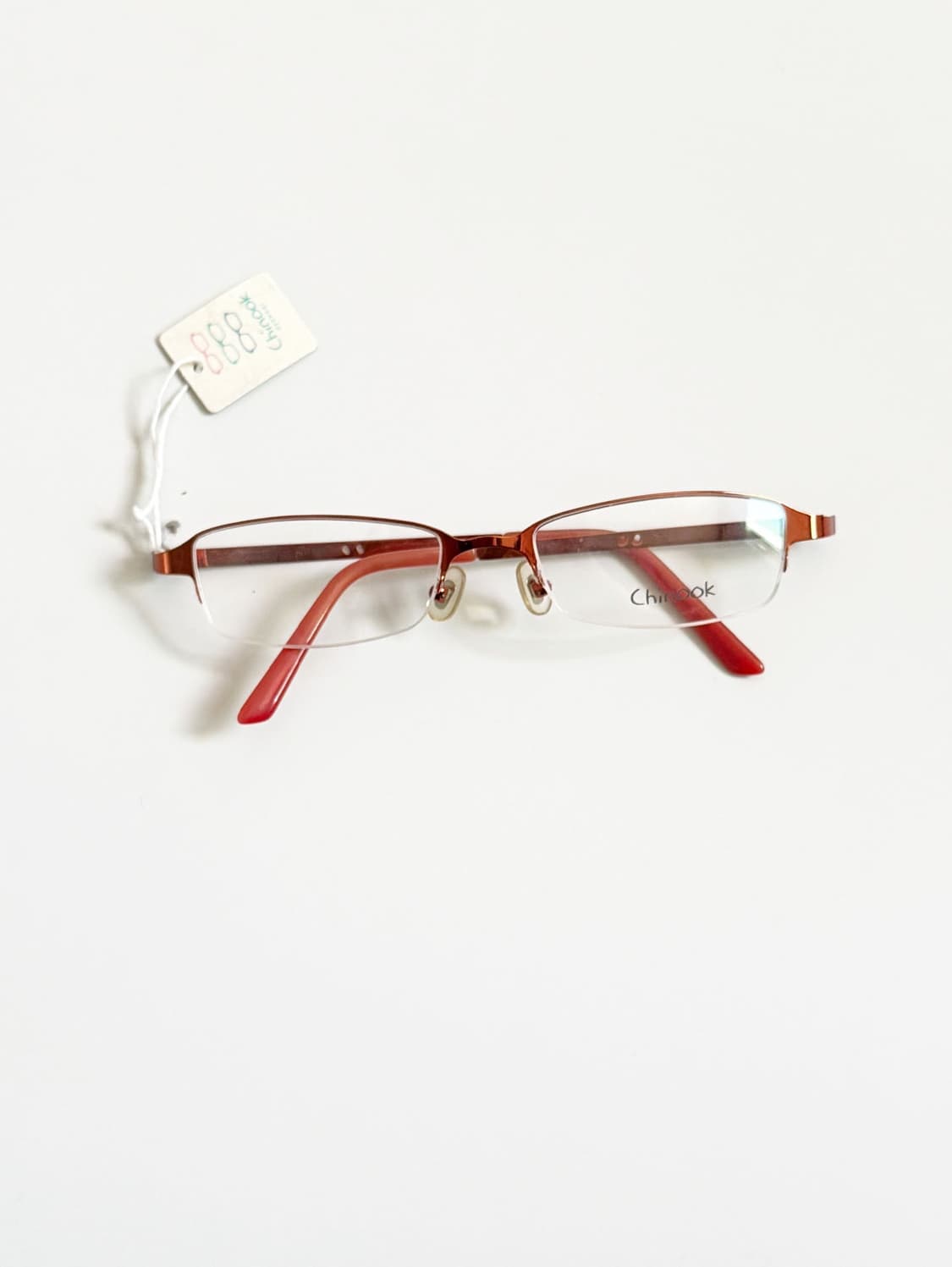 CHINOOK 오렌지 메탈 반무테 스퀘어 빈티지 안경 상품이미지1