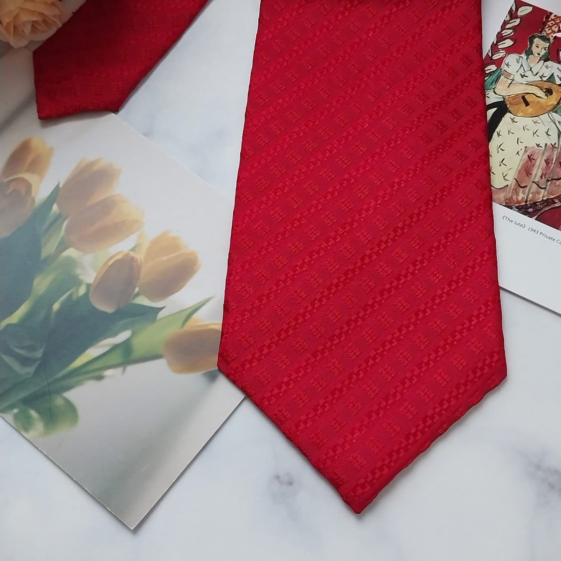 니나리치 실크 레드 텍스처드 넥타이 9cm A+등급 K1581
 상품이미지5