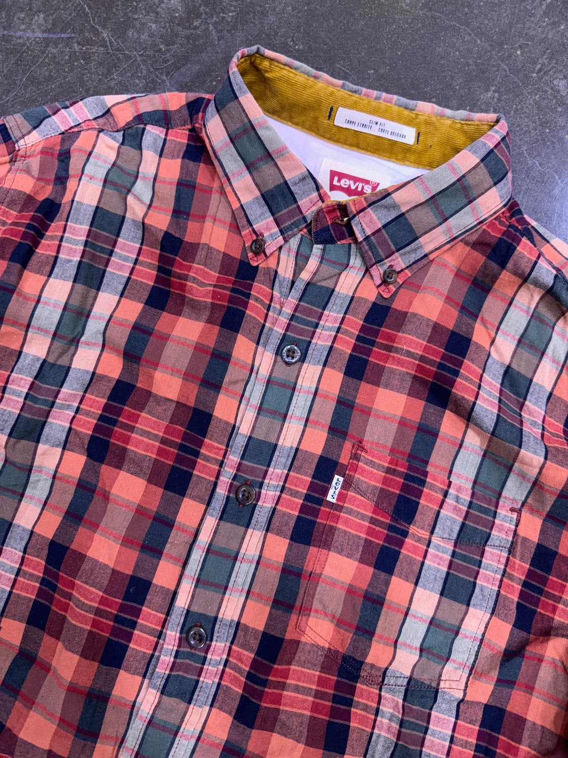 리바이스 슬림핏 린넨 원포켓 캐쥬얼 체크셔츠 남방 M 상품이미지4