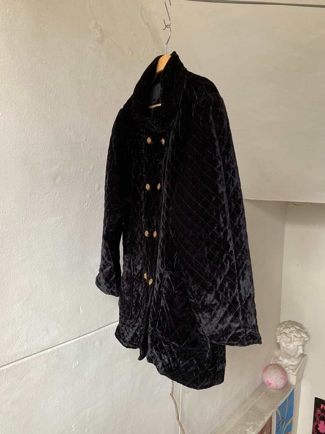 벨벳 퀄팅 금장단추 반코트 상품이미지4