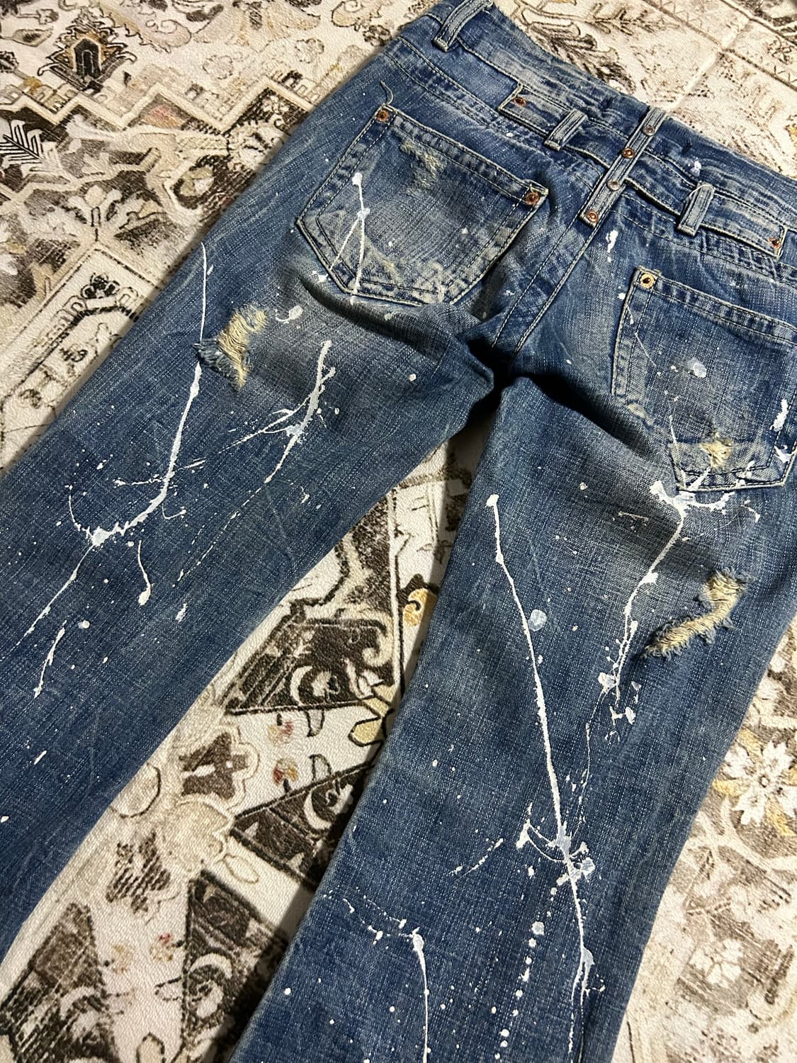 y2k grunge painted bootscut denim 상품이미지8