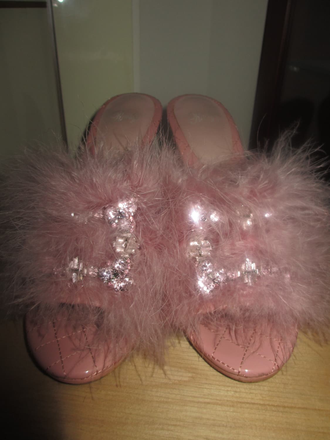 Rady 핑크 퍼 쥬얼리 실크 뮬 갸루신발 대장 상품이미지1